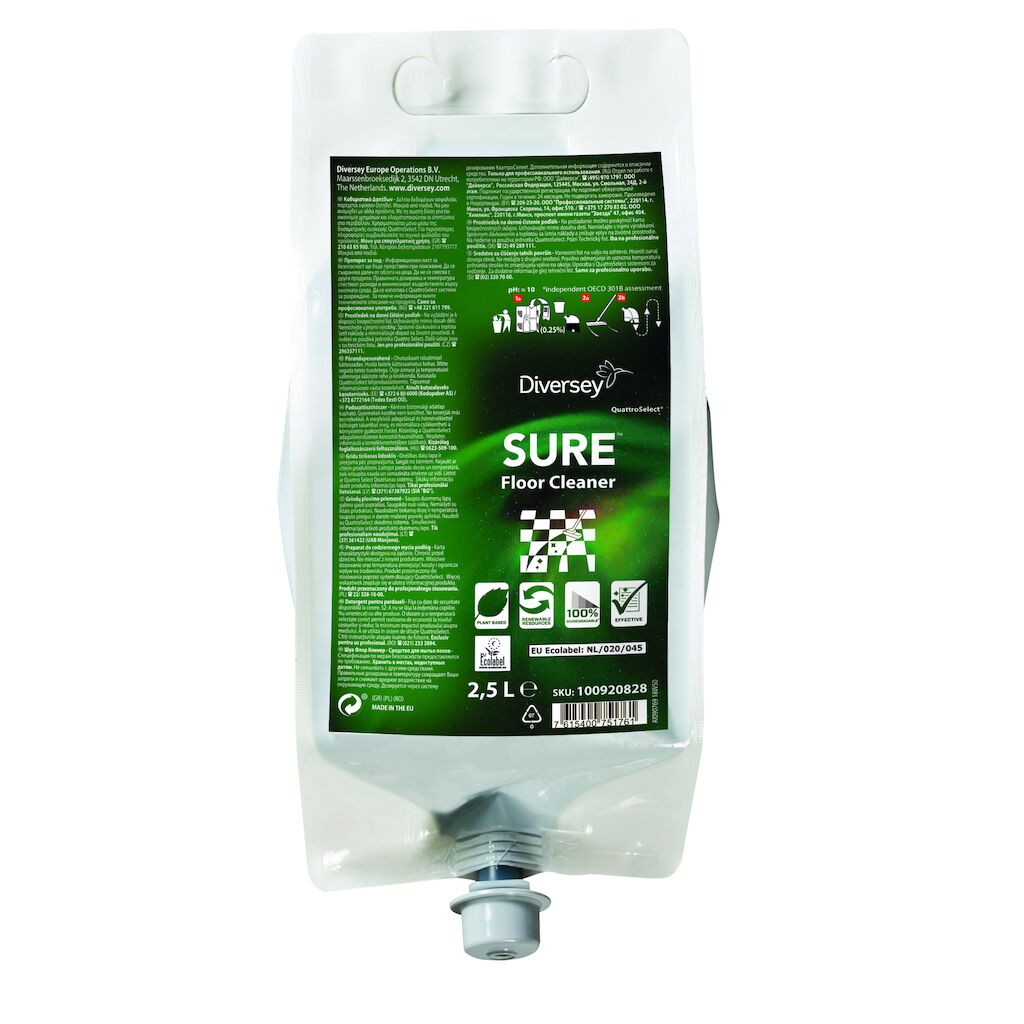 SURE Floor Cleaner QS 2x2.5L - Gulvrengøringsmiddel specieludviklet til QuattroSelect® doseringssystem