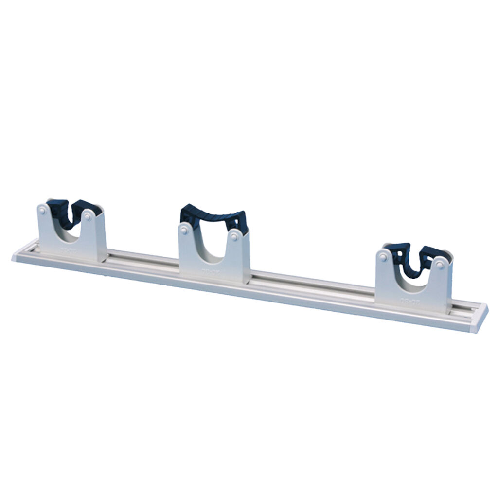 Wallplate with 3 White Holders 1stk. - 510 x 55 x 85 mm - Hvid - Ophængsskinne med 3 holdere