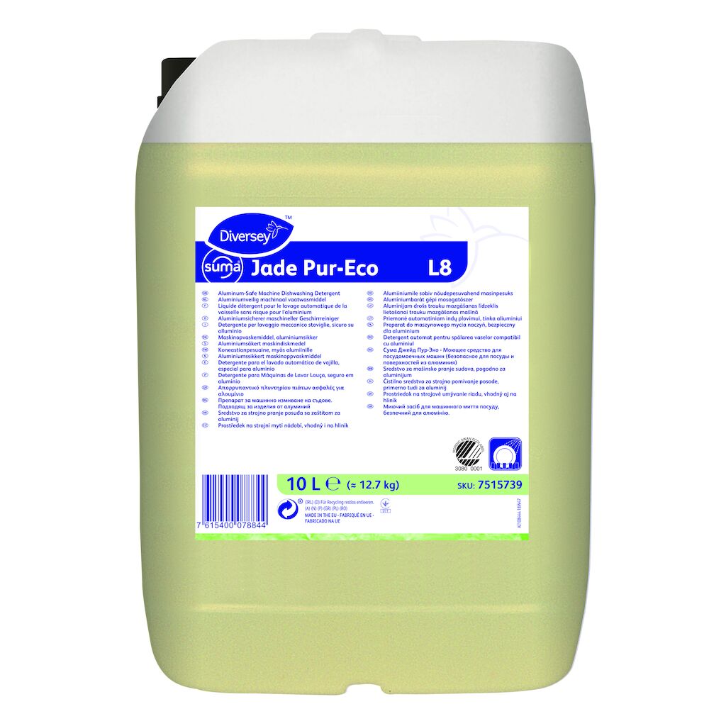 Suma Jade Pur-Eco L8 10L - Flydende maskinopvaskemiddel til hårdt og middelhårdt vand, aluminiumsikkert