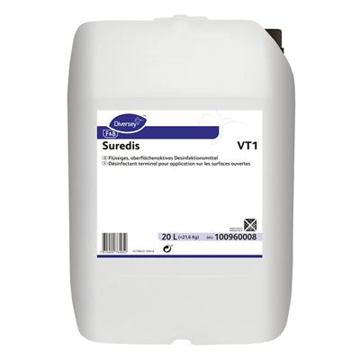 Suredis VT1 20L - Højaktivt desinfektionsmiddel til OPC-rengøring, lav miljøpåvirkning