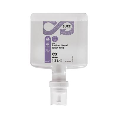 SURE Antibac Hand Wash Free 4x1.3L - Mild, antibakteriel håndsæbe, der udelukkende indeholder plantebaserede ingredienser. Cradle to Cradle Certified®