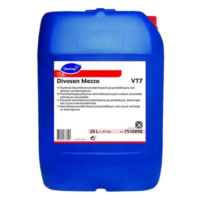 Divosan Mezzo VT7 20L - Flydende Desinfektionsmiddel baseret på pereddikesyre, kan doseres via ledningsevne