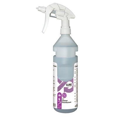 SURE Cleaner disinfectant Empty Bottlekit - 750ml 6x1stk. - Tom Divermite®/Diverflow® refill-flaske, 750 ml til SURE Cleaner Disinfectant